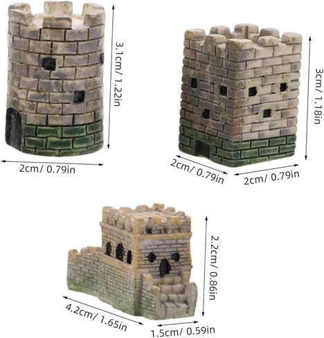 STOBOK 3pcs Miniature Castle Model Detailed Resin Figurines Castles for Sand Table Decorations for Landscape Enthusiasts and Model Making in Saudi Arabia