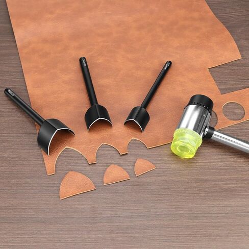 QWORK Leather Corner Punch Set - 3 Sizes V-Shaped Cutting Tools (0.98", 1.18", 1.57"), Leather Punch for Belts, Wallets in Saudi Arabia