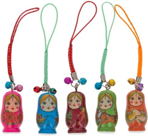 مجموعة BestPysanky مكونة من 5 دمى خشبية ماتريوشكا ساحرة للهواتف والحقائب وحقائب الظهر in Saudi Arabia
