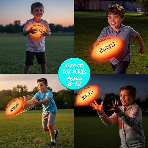 Light Up Football for Boys: Glow in The Dark - Toys for Kids Teen Boys Ages 8-15 - Birthday Christmas Easter Gift Ideas - Outdoor Sports Activity Night Play - 8 9 10 11 12 13 14 15 Years Old Teenager in Saudi Arabia