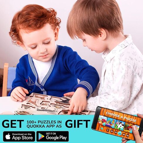 QUOKKA Wooden Puzzles for Toddlers 1-3 – 3xSET Toddler Puzzles Ages 2-4 – Montessori Animal Toy Puzzle for Toddlers 3-5 Year Old – Wood Toy Learning Realistic Animals for Boy and Girl in Kuwait