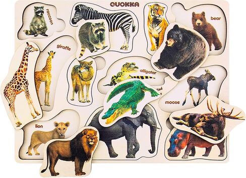 QUOKKA Wooden Puzzles for Toddlers 1-3 – 3xSET Toddler Puzzles Ages 2-4 – Montessori Animal Toy Puzzle for Toddlers 3-5 Year Old – Wood Toy Learning Realistic Animals for Boy and Girl in Kuwait