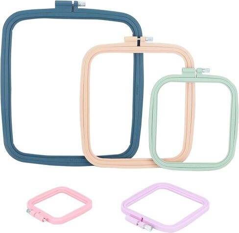 QWORK Square Embroidery Hoops - 5 Sizes, ABS Plastic, Adjustable Screw, 5 Pieces for DIY Embroidery Craft in Saudi Arabia