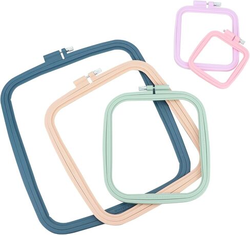 QWORK Square Embroidery Hoops - 5 Sizes, ABS Plastic, Adjustable Screw, 5 Pieces for DIY Embroidery Craft in Saudi Arabia