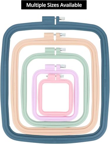 QWORK Square Embroidery Hoops - 5 Sizes, ABS Plastic, Adjustable Screw, 5 Pieces for DIY Embroidery Craft in Saudi Arabia