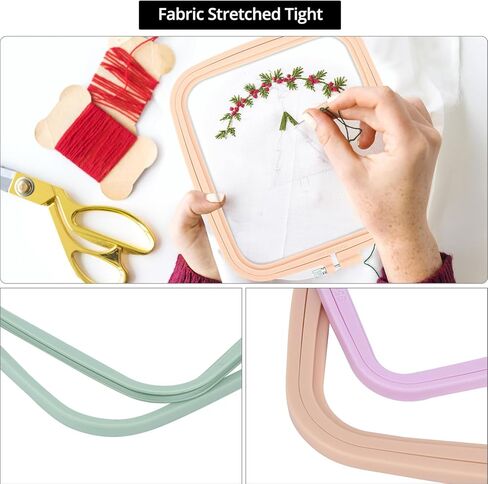 QWORK Square Embroidery Hoops - 5 Sizes, ABS Plastic, Adjustable Screw, 5 Pieces for DIY Embroidery Craft in Saudi Arabia