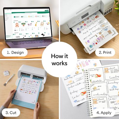 Cricut® Printable Sticker Paper for Laser Printer - 25 Count, US Letter Size (8.5in x 11in) - White - Make Custom Stickers, Personalized Decor, Labels, & More in Saudi Arabia
