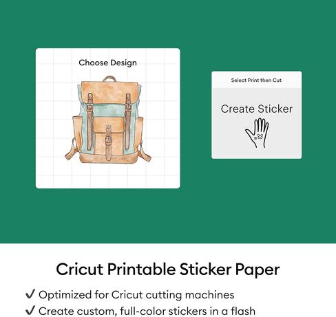 Cricut® Printable Sticker Paper for Laser Printer - 25 Count, US Letter Size (8.5in x 11in) - White - Make Custom Stickers, Personalized Decor, Labels, & More in Saudi Arabia