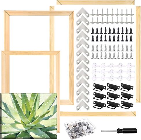 3 مجموعات من قضبان نقالة القماش الخشبية DIY، مقاس 16 × 20/16 × 24/12 × 16 بوصة، مجموعة إطارات قماشية مرنة متعددة الأحجام لتغليف المعرض ولوحة زيتية وتطريز ومستلزمات فنية بالإبرة سهلة التجميع in Kuwait