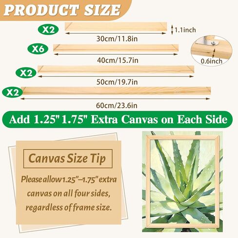 3 مجموعات من قضبان نقالة القماش الخشبية DIY، مقاس 16 × 20/16 × 24/12 × 16 بوصة، مجموعة إطارات قماشية مرنة متعددة الأحجام لتغليف المعرض ولوحة زيتية وتطريز ومستلزمات فنية بالإبرة سهلة التجميع in Kuwait