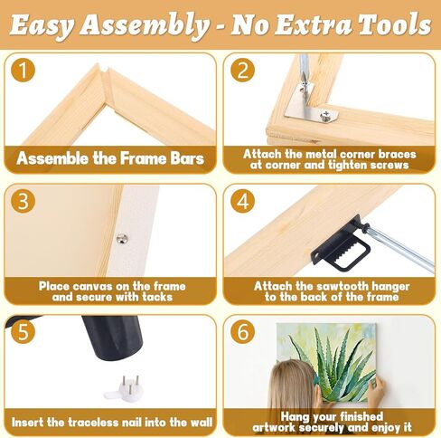 3 مجموعات من قضبان نقالة القماش الخشبية DIY، مقاس 16 × 20/16 × 24/12 × 16 بوصة، مجموعة إطارات قماشية مرنة متعددة الأحجام لتغليف المعرض ولوحة زيتية وتطريز ومستلزمات فنية بالإبرة سهلة التجميع in Kuwait