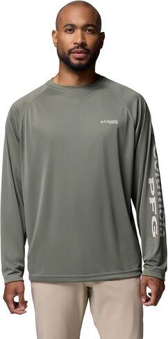 Columbia Men's Terminal Tackle Long Sleeve Shirt, Cool Grey, Vivid Blue Logo, 3X/Tall in Saudi Arabia