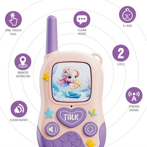 ألعاب أجهزة الاتصال اللاسلكي للفتيات: ألعاب حورية البحر 2 حزمة أجهزة اتصال لاسلكية للأطفال ألعاب 4 5-7 8 سنوات هدايا عيد ميلاد فتاة تبلغ من العمر 4 5 6 7-9 سنوات، لعبة التخييم في الهواء الطلق هدايا عيد الفصح تخزين المواد للأطفال in Kuwait