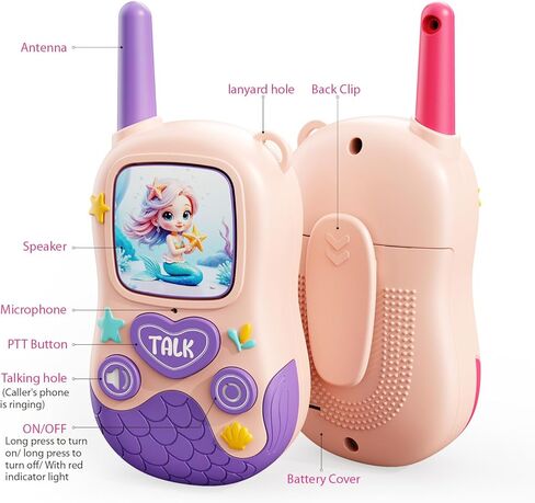 ألعاب أجهزة الاتصال اللاسلكي للفتيات: ألعاب حورية البحر 2 حزمة أجهزة اتصال لاسلكية للأطفال ألعاب 4 5-7 8 سنوات هدايا عيد ميلاد فتاة تبلغ من العمر 4 5 6 7-9 سنوات، لعبة التخييم في الهواء الطلق هدايا عيد الفصح تخزين المواد للأطفال in Kuwait