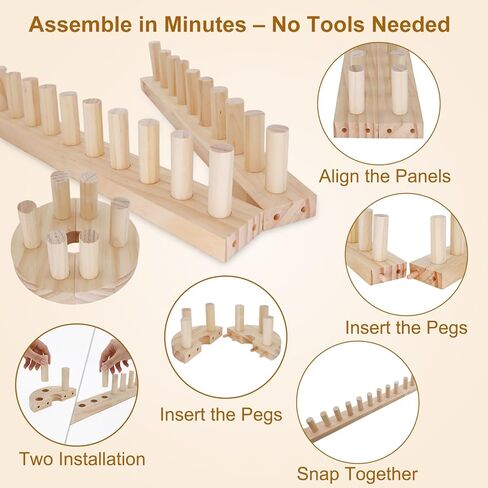 نول بطانية خشبي مكتنز مقاس 81.28 سم من Blingcute - نول حياكة خالٍ من العوائق للغزل الجامبو - لا توجد حاجة إلى إبر، مجموعة نسج يدوية صديقة للمبتدئين للبطانيات التي تصنعها بنفسك، وأسرة الحيوانات الأليفة والهدايا اليدوية التي تصنعها بنفسك. in Kuwait