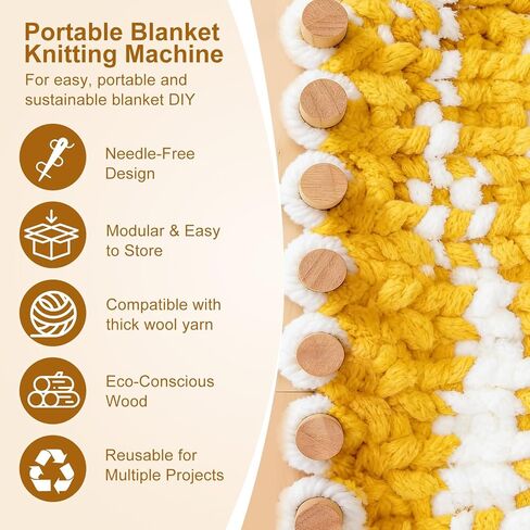 نول بطانية خشبي مكتنز مقاس 81.28 سم من Blingcute - نول حياكة خالٍ من العوائق للغزل الجامبو - لا توجد حاجة إلى إبر، مجموعة نسج يدوية صديقة للمبتدئين للبطانيات التي تصنعها بنفسك، وأسرة الحيوانات الأليفة والهدايا اليدوية التي تصنعها بنفسك. in Kuwait