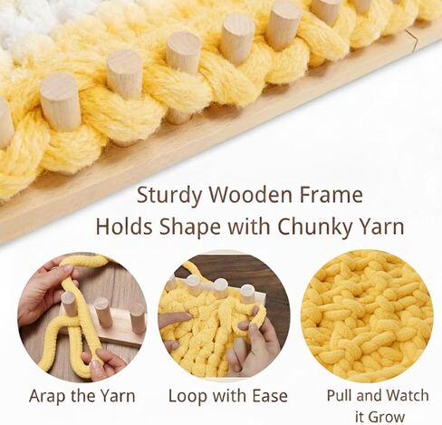 نول بطانية خشبي مكتنز مقاس 81.28 سم من Blingcute - نول حياكة خالٍ من العوائق للغزل الجامبو - لا توجد حاجة إلى إبر، مجموعة نسج يدوية صديقة للمبتدئين للبطانيات التي تصنعها بنفسك، وأسرة الحيوانات الأليفة والهدايا اليدوية التي تصنعها بنفسك. in Kuwait