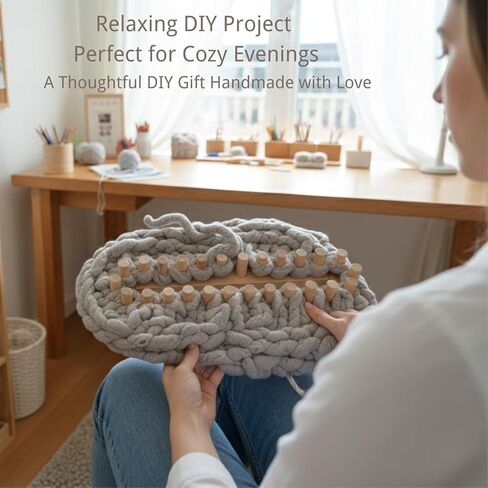 نول بطانية خشبي مكتنز مقاس 81.28 سم من Blingcute - نول حياكة خالٍ من العوائق للغزل الجامبو - لا توجد حاجة إلى إبر، مجموعة نسج يدوية صديقة للمبتدئين للبطانيات التي تصنعها بنفسك، وأسرة الحيوانات الأليفة والهدايا اليدوية التي تصنعها بنفسك. in Kuwait