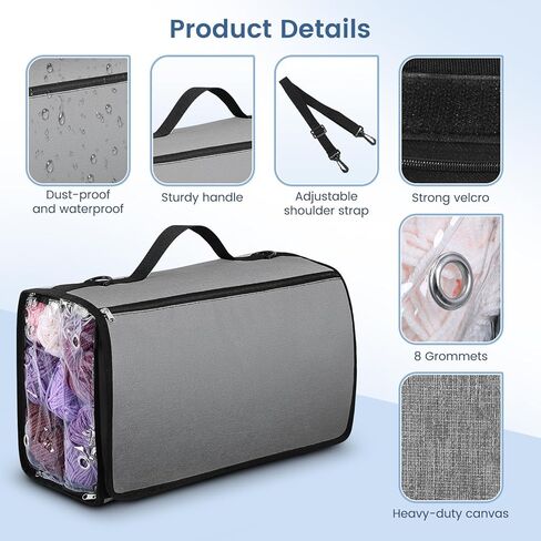 Knitting Yarn Storage Bag,Over The Door Hanging Yarn Organizer Bag with Shoulder Straps and Handles,5 Zipper Closure Compartments & Detachable Crochet Bag for Outdoor Indoor Yarns Enthusiasts in Saudi Arabia