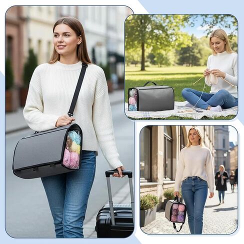 Knitting Yarn Storage Bag,Over The Door Hanging Yarn Organizer Bag with Shoulder Straps and Handles,5 Zipper Closure Compartments & Detachable Crochet Bag for Outdoor Indoor Yarns Enthusiasts in Saudi Arabia