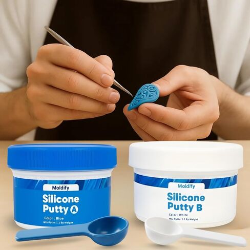 Silicone Putty Fast Set, (250ml Part A + 250ml Part B) | 40-Second Work Time | 2.5-Minute Cure | Easy 1:1 Mixing in Saudi Arabia