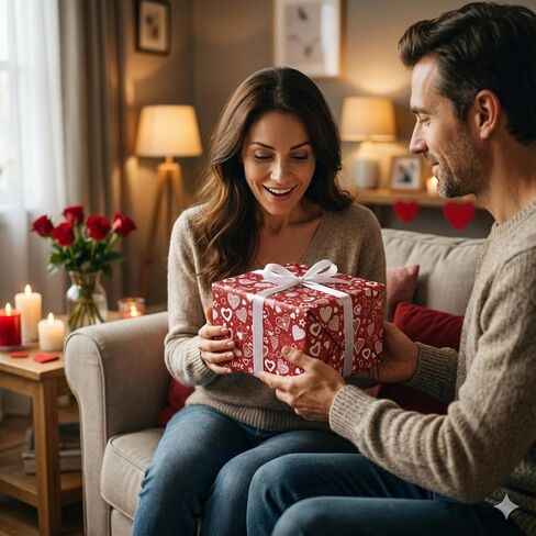 ورق تغليف عيد الحب الأحمر من GIOLNIAY - غلاف هدايا على شكل قلب باللونين الأحمر والأبيض مع نص حب - 4 أوراق ضخمة، مقاس 28 بوصة × 40 بوصة لكل منها، سهلة التخزين، رائعة للذكرى السنوية وحفلات الزفاف وأعياد الميلاد in Saudi Arabia