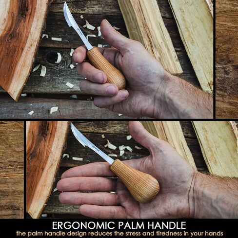 BeaverCraft Wood Carving Knife for Detail C17P - Sloyd Chip Carving Knife Carbon Steel - Whittling Knives for Beginners and Professionals - Wood Whittling Tools Woodworking Palm Chisel in Saudi Arabia
