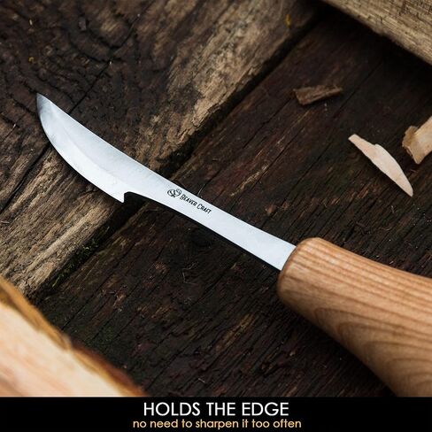 BeaverCraft Wood Carving Knife for Detail C17P - Sloyd Chip Carving Knife Carbon Steel - Whittling Knives for Beginners and Professionals - Wood Whittling Tools Woodworking Palm Chisel in Saudi Arabia