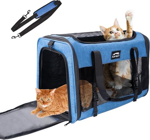 Large Cat/Dog Carrier up to 25 Pounds, Portable Soft Sided Pet Travel Carriers for Medium Big Cats and Puppy, Collapsible Puppy Crate Outdoor 20x13x13in, Dark Blue in Saudi Arabia