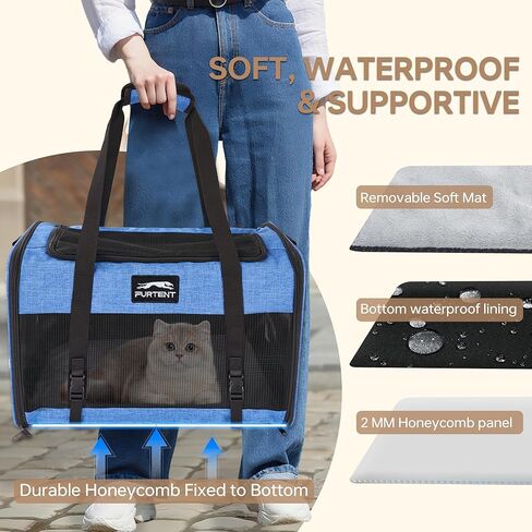 Large Cat/Dog Carrier up to 25 Pounds, Portable Soft Sided Pet Travel Carriers for Medium Big Cats and Puppy, Collapsible Puppy Crate Outdoor 20x13x13in, Dark Blue in Saudi Arabia
