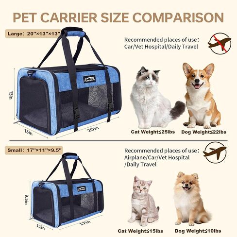 Large Cat/Dog Carrier up to 25 Pounds, Portable Soft Sided Pet Travel Carriers for Medium Big Cats and Puppy, Collapsible Puppy Crate Outdoor 20x13x13in, Dark Blue in Saudi Arabia