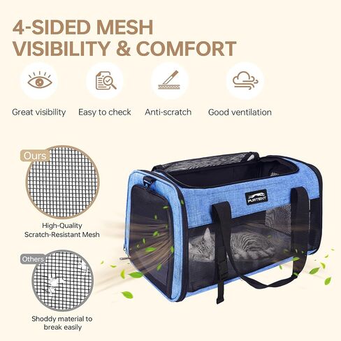 Large Cat/Dog Carrier up to 25 Pounds, Portable Soft Sided Pet Travel Carriers for Medium Big Cats and Puppy, Collapsible Puppy Crate Outdoor 20x13x13in, Dark Blue in Saudi Arabia