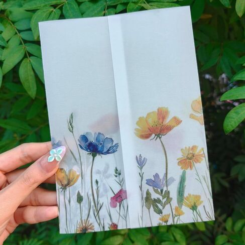 50 Pack Pre-Folded Vellum Jackets for 5x7 Invitations - White Flower - 115GSM Printed Translucent Vellum Jacket,Vellum Wraps for Wedding Invitations Sleeves, Baby Shower, Birthday in Saudi Arabia