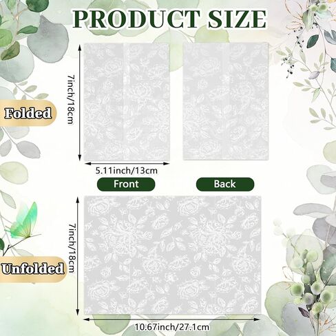 50 Pack Pre-Folded Vellum Jackets for 5x7 Invitations - White Flower - 115GSM Printed Translucent Vellum Jacket,Vellum Wraps for Wedding Invitations Sleeves, Baby Shower, Birthday in Saudi Arabia