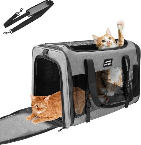Large Cat/Dog Carrier up to 25 Pounds, Portable Soft Sided Pet Travel Carriers for Medium Big Cats and Puppy, Collapsible Puppy Crate Outdoor 20x13x13in, Dark Blue in Saudi Arabia
