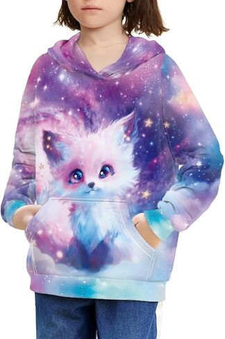 Hoodie for Kids Ages 6-16 Girls Fall Outfits Fashion Sweatshirt with Pockets Stylish Hoodie Cute Animal Sweatshirt in Saudi Arabia