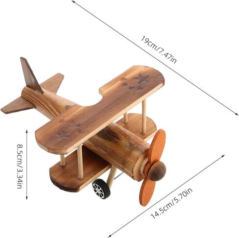 Veemoon Wood Airplane Model, Wooden Vintage Airplane Small Toy Wood Plane Model Biplane Ornament for Kids Room Home Tabletop Nursery Decor in Saudi Arabia