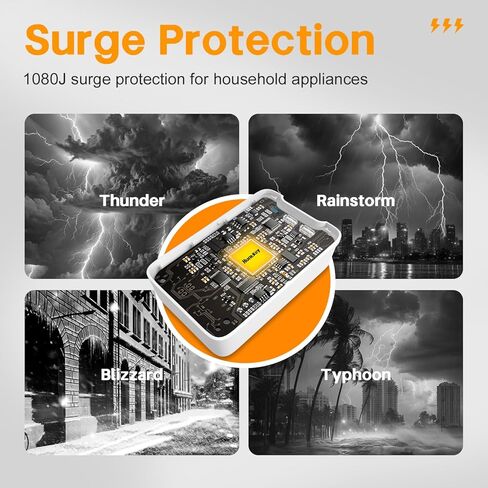 منفذ حائط بمقابس USB، واقي من التيار الزائد مع USB، منفذ توصيل متعدد Huntkey 1080 جول، 6 منافذ توصيل حائط مع منفذي USB in Kuwait