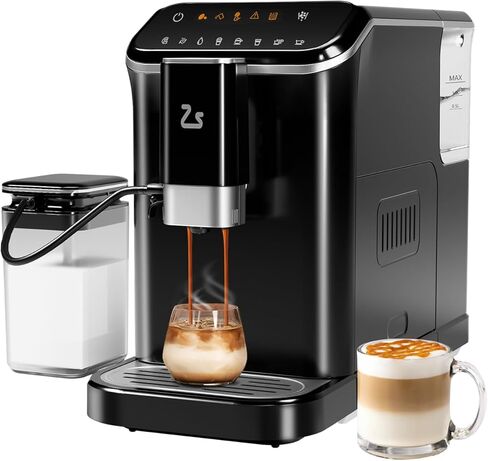 CABIHOME Automatic Espresso Machine with Manual Milk Frother & Built in Grinder, One-Touch Design, 20 Bar Pressure 120V, 6 Custom Recipes, 1.5L Water Tank, Auto Self-Cleaning for Home & Office, Black in Saudi Arabia