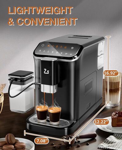 CABIHOME Automatic Espresso Machine with Manual Milk Frother & Built in Grinder, One-Touch Design, 20 Bar Pressure 120V, 6 Custom Recipes, 1.5L Water Tank, Auto Self-Cleaning for Home & Office, Black in Saudi Arabia