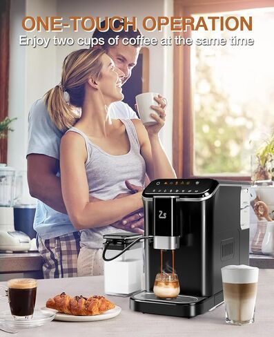 CABIHOME Automatic Espresso Machine with Manual Milk Frother & Built in Grinder, One-Touch Design, 20 Bar Pressure 120V, 6 Custom Recipes, 1.5L Water Tank, Auto Self-Cleaning for Home & Office, Black in Saudi Arabia
