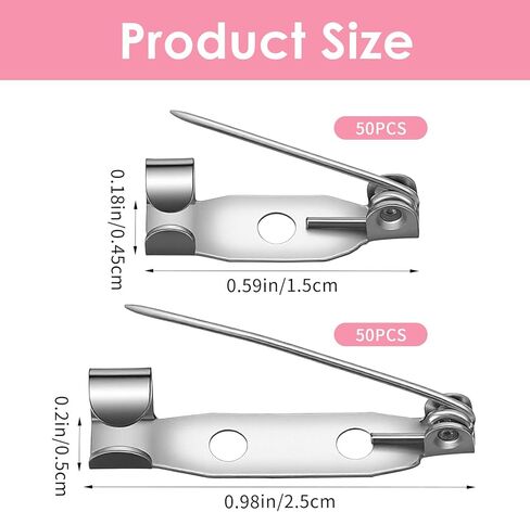 100 Pcs Brooch Pin Backs Silver Metal Flat Back Safety Pins Clasp Pin Backs Safety Double Hole Bar Pins for DIY Crafts Jewelry Making Badge Name Tag Boutonniere Pins, 2 Sizes in Saudi Arabia