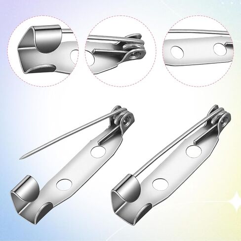 100 Pcs Brooch Pin Backs Silver Metal Flat Back Safety Pins Clasp Pin Backs Safety Double Hole Bar Pins for DIY Crafts Jewelry Making Badge Name Tag Boutonniere Pins, 2 Sizes in Saudi Arabia