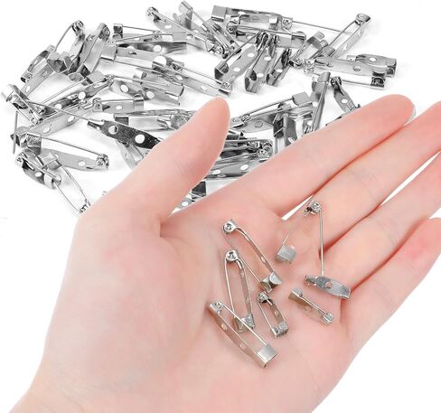 100 Pcs Brooch Pin Backs Silver Metal Flat Back Safety Pins Clasp Pin Backs Safety Double Hole Bar Pins for DIY Crafts Jewelry Making Badge Name Tag Boutonniere Pins, 2 Sizes in Saudi Arabia
