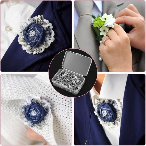 100 Pcs Brooch Pin Backs Silver Metal Flat Back Safety Pins Clasp Pin Backs Safety Double Hole Bar Pins for DIY Crafts Jewelry Making Badge Name Tag Boutonniere Pins, 2 Sizes in Saudi Arabia