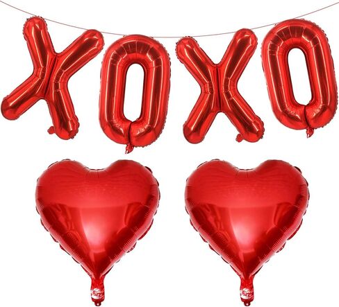 Valentines Day Decorations Red XOXO Balloons 18 Inch Red Heart Balloons for Valentines Day Galentines Day Wedding Party Decorations in Kuwait