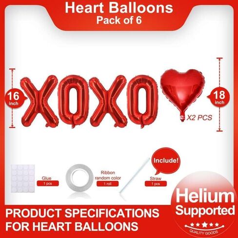 Valentines Day Decorations Red XOXO Balloons 18 Inch Red Heart Balloons for Valentines Day Galentines Day Wedding Party Decorations in Kuwait