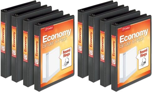 Cardinal Economy 3 Ring Binder, 1.5 Inch, Presentation View, Black, Holds 350 Sheets, Nonstick, PVC Free, 4 Pack of Binders (79519) in Saudi Arabia