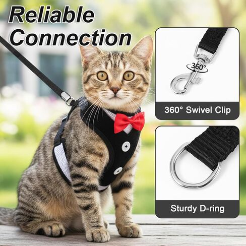 Cat Harness Leash Set for Walking Soft Adjustable Cats Vest Harnesses Escape Proof Comfortable Breathable Mesh Kitten Anti-Escape Leash Chest Harness Easy to Wear for Outdoor Travel in Saudi Arabia