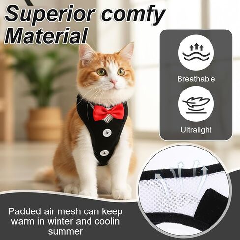 Cat Harness Leash Set for Walking Soft Adjustable Cats Vest Harnesses Escape Proof Comfortable Breathable Mesh Kitten Anti-Escape Leash Chest Harness Easy to Wear for Outdoor Travel in Saudi Arabia